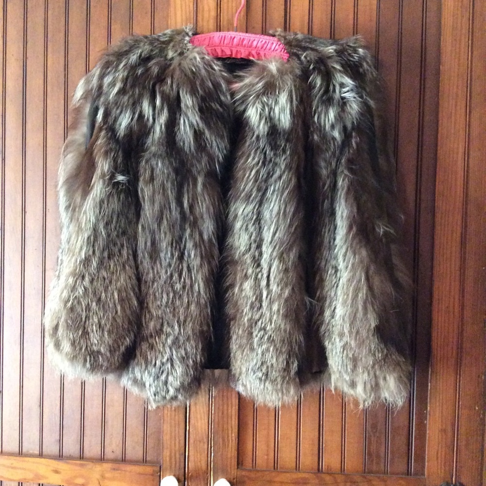 Gray and white fur cape